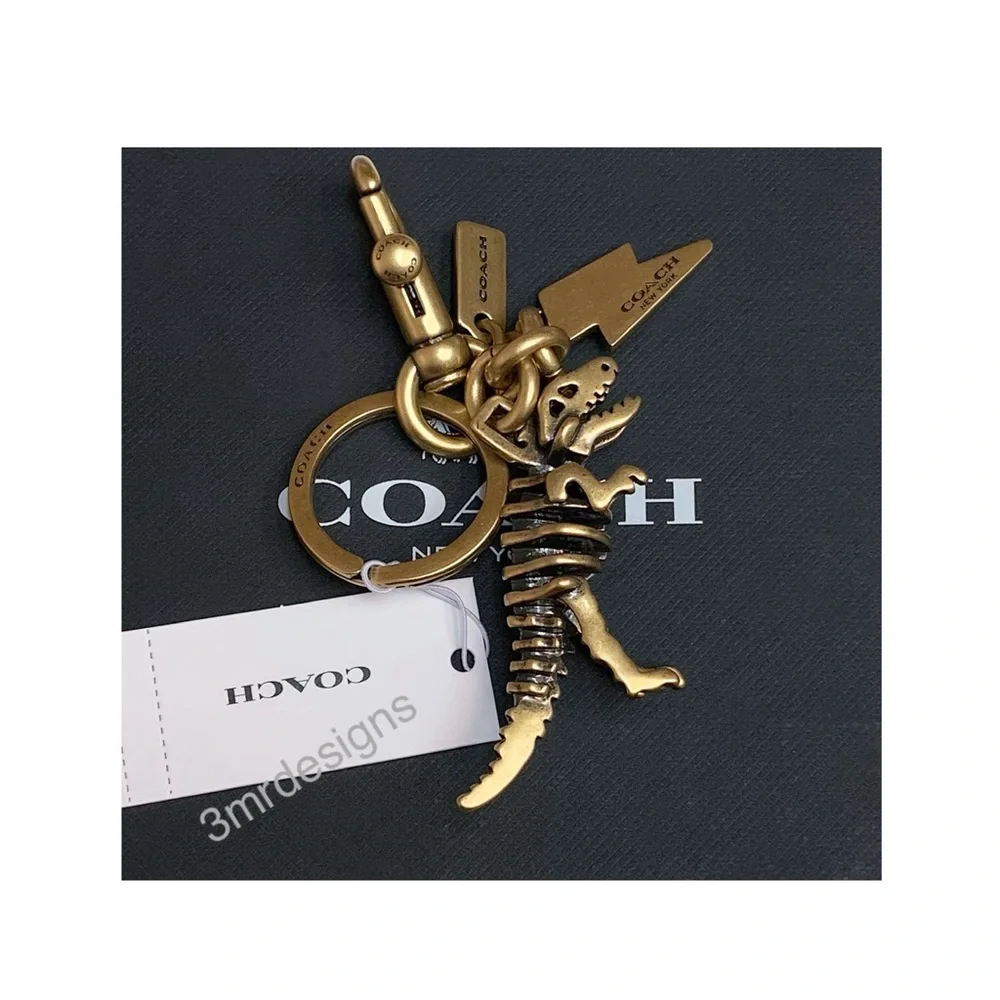 NWT COACH SMALL REXY SKELETON Brass Tone Bag Charm/Keychain - Picture 3 of 7